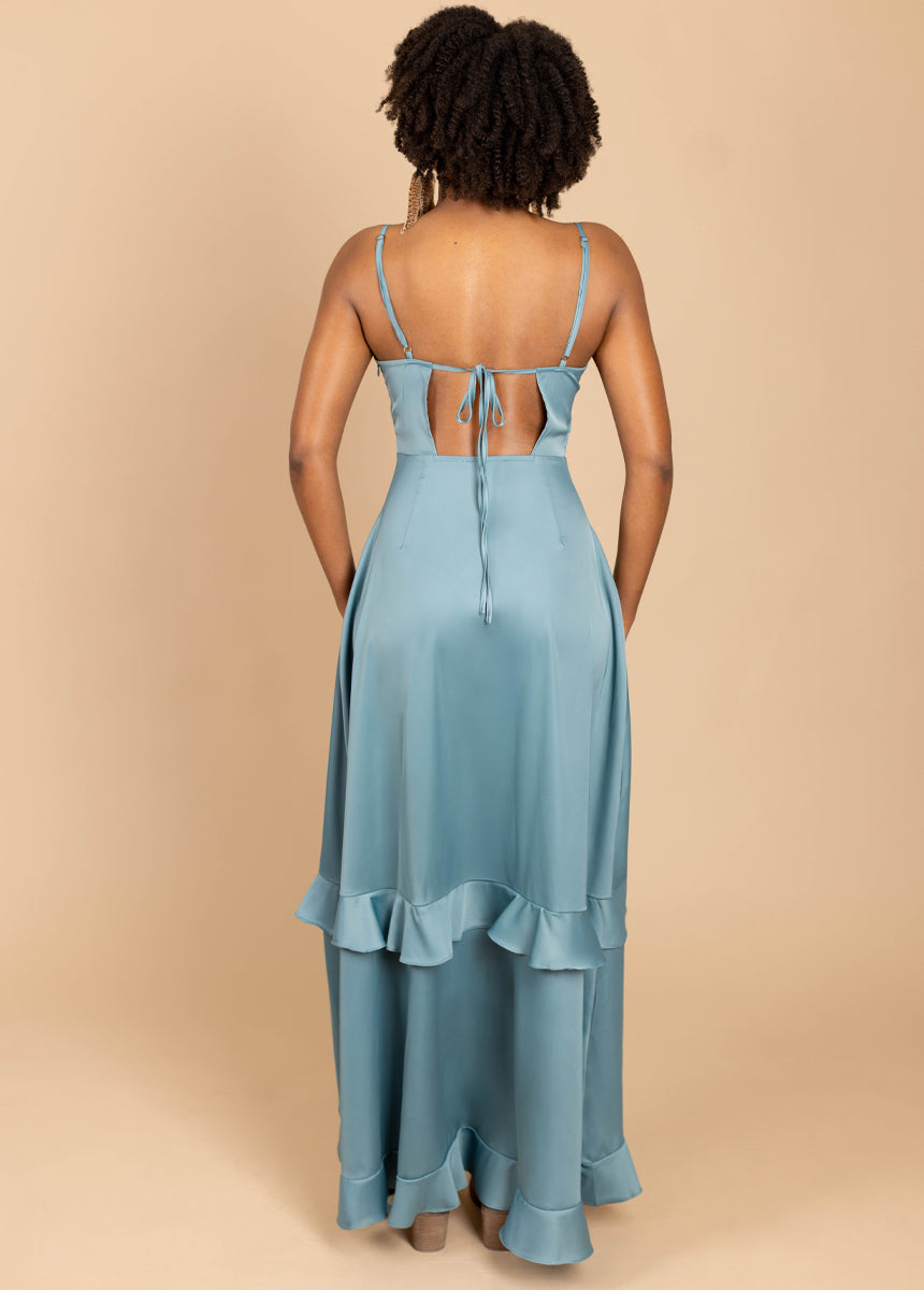 Allona Dress in Dusty Teal