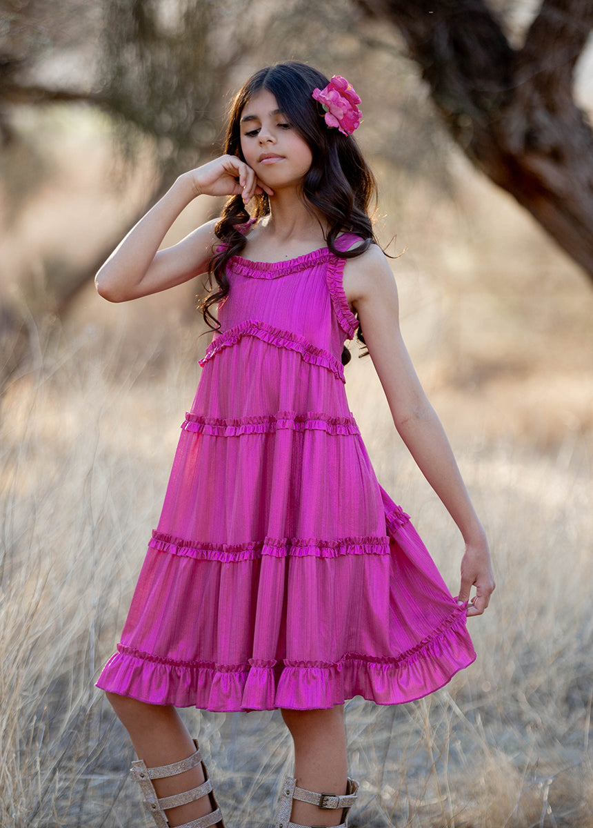 Darana Dress in Metallic Fuchsia