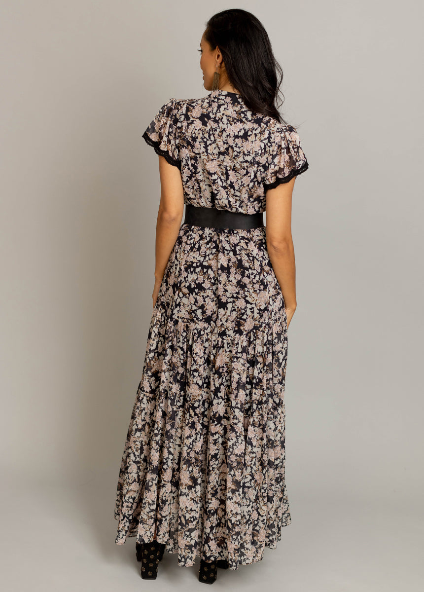 Yani Dress in Black Garden Floral