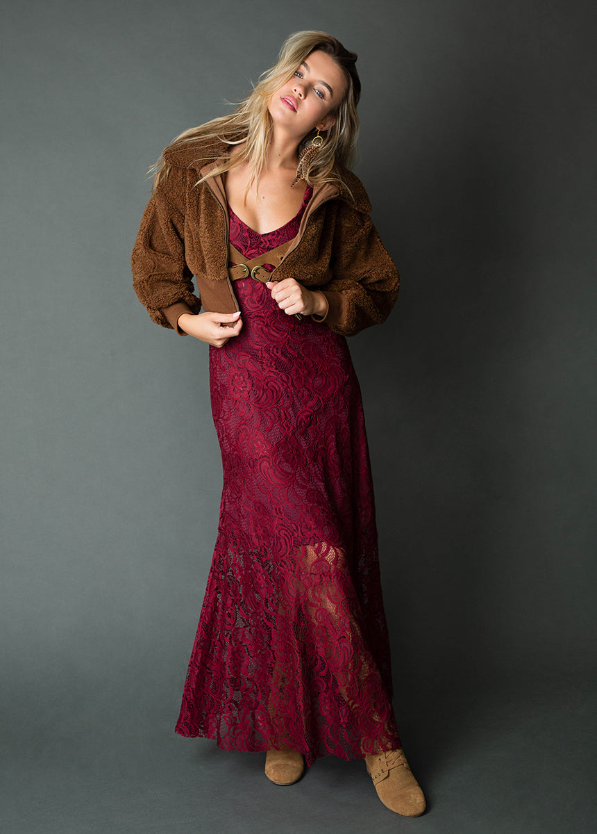 Carmel Slip Dress in Burgundy