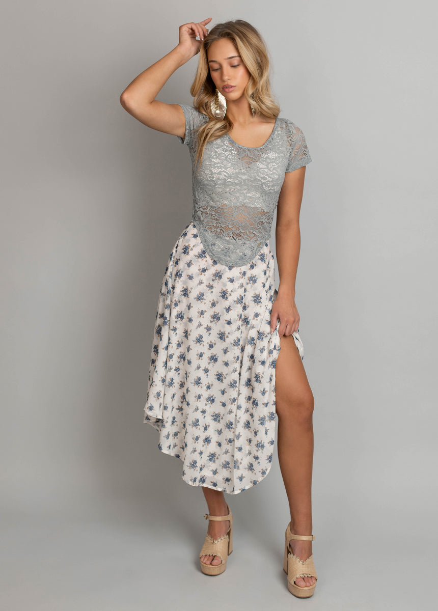 Sana Skirt in Cream Ditsy Floral
