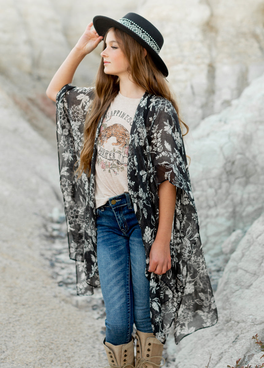 Avalon Duster in Black Block Print