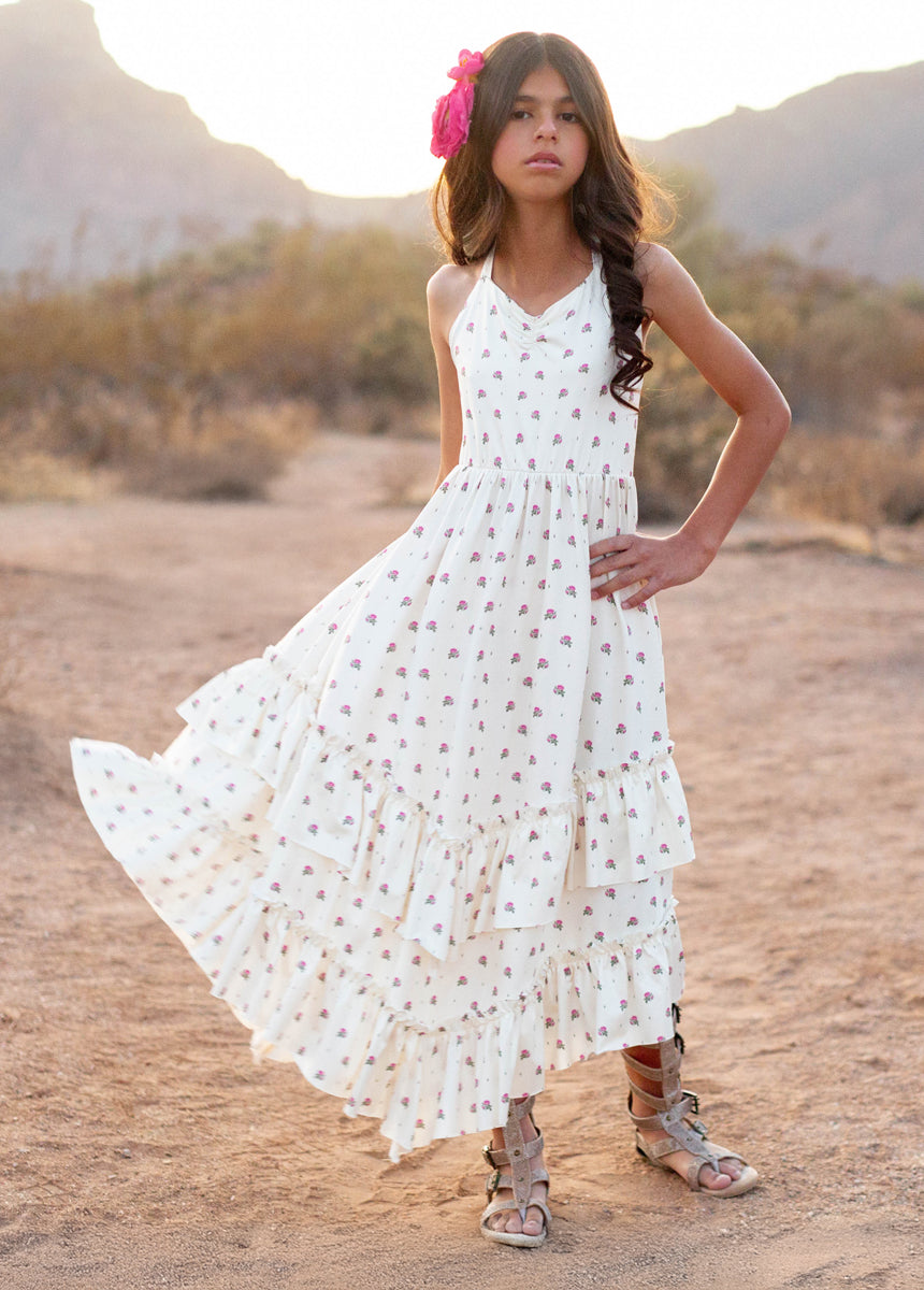 Jenny Dress in Pink Floral Dot