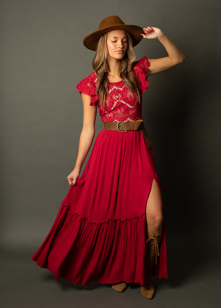Macienne Dress in Crimson
