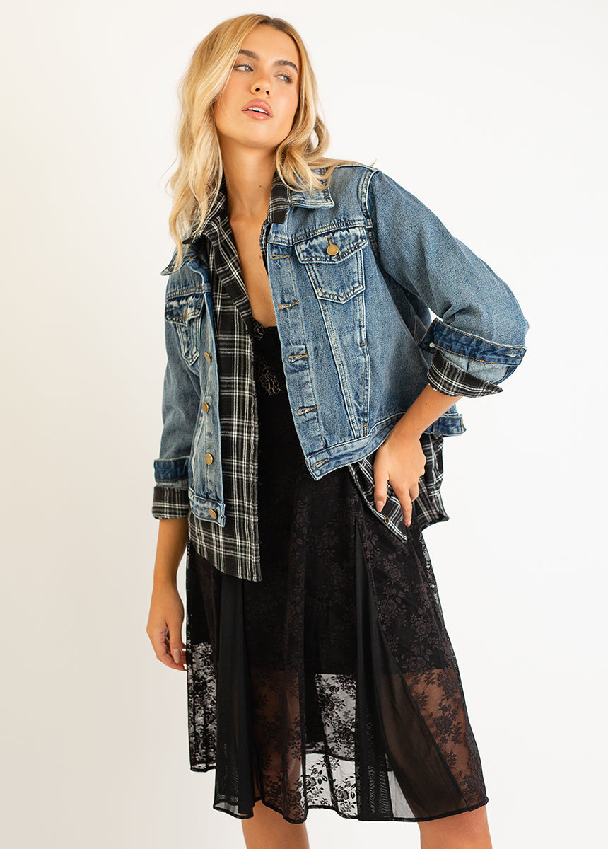 Marika Top in Black Plaid