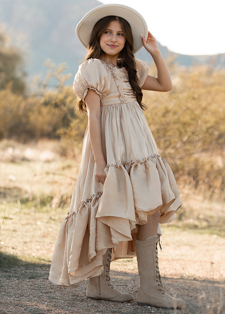 Mathilda Petticoat Dress in Champagne Iridescent