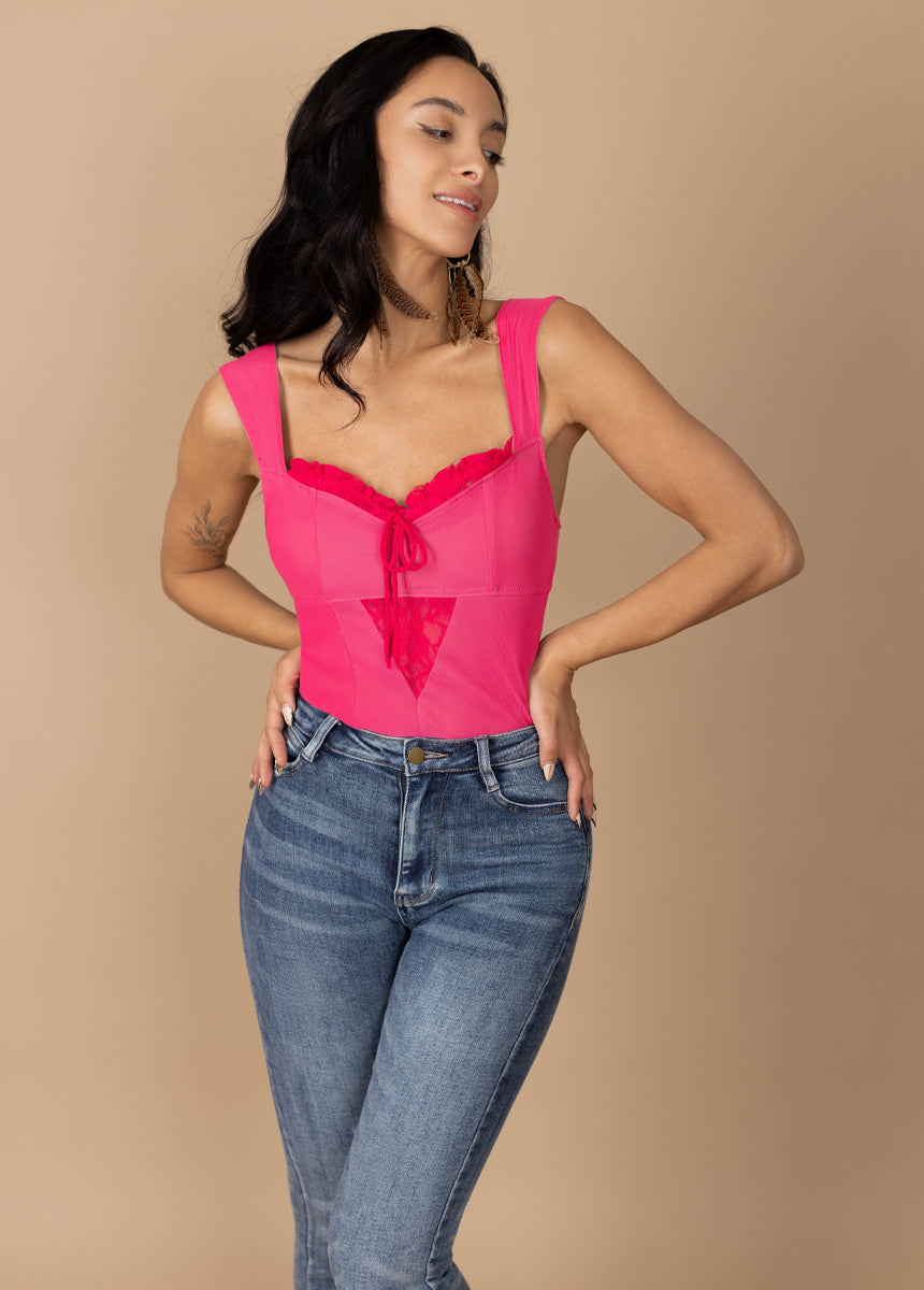 Pansey Bodysuit in Fuchsia