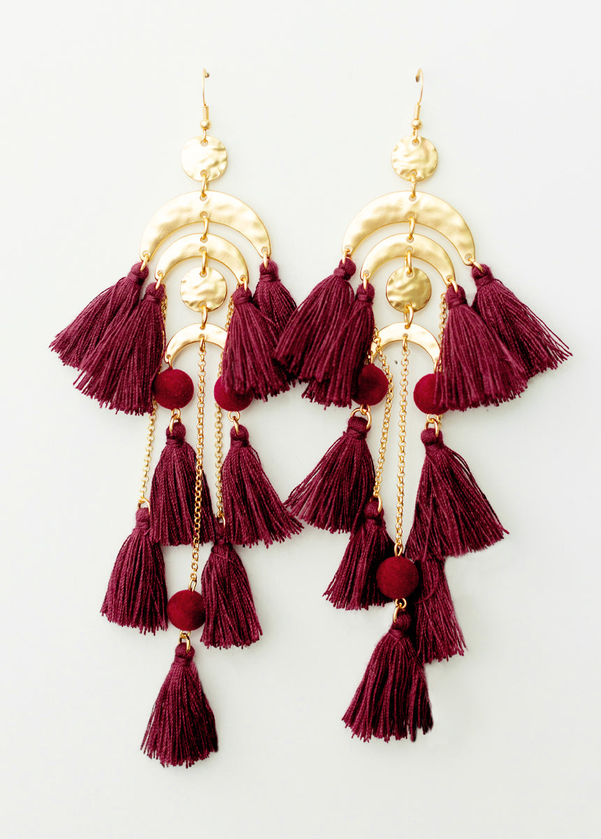 Pomla Earrings in Burgundy