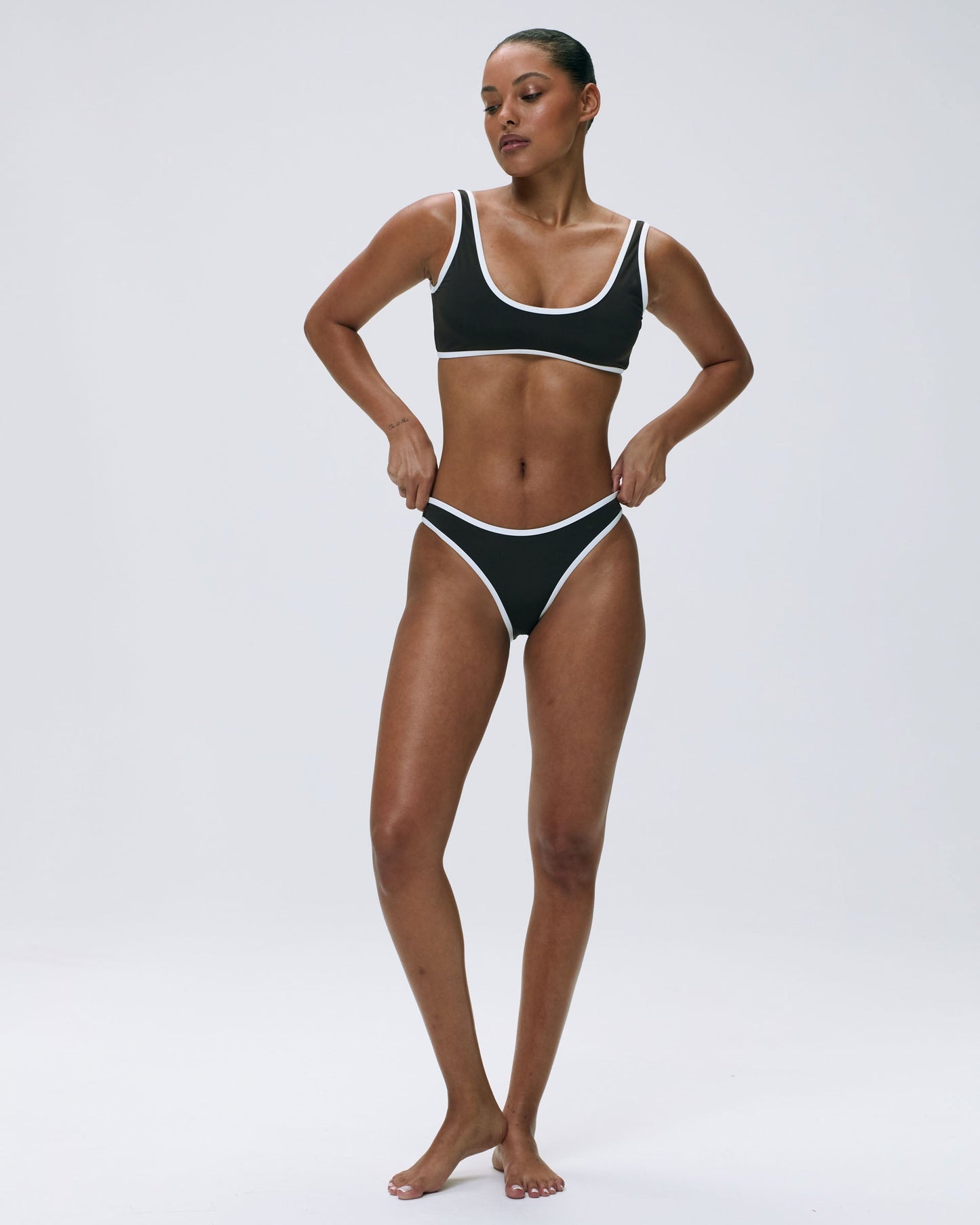 Contrast Bikini Bottom - Coffee Bean/Marshmallow White