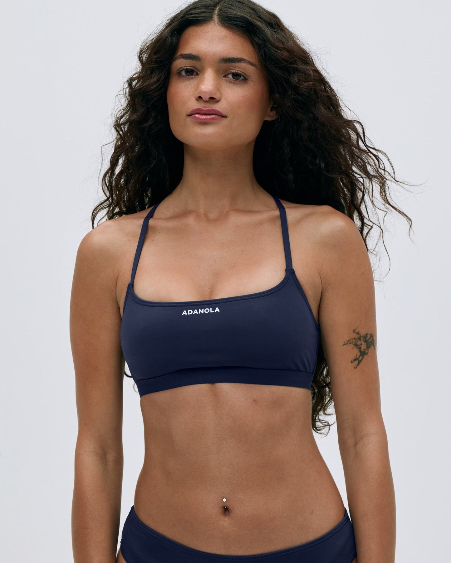 Cross Back Bikini Top - Navy Blue