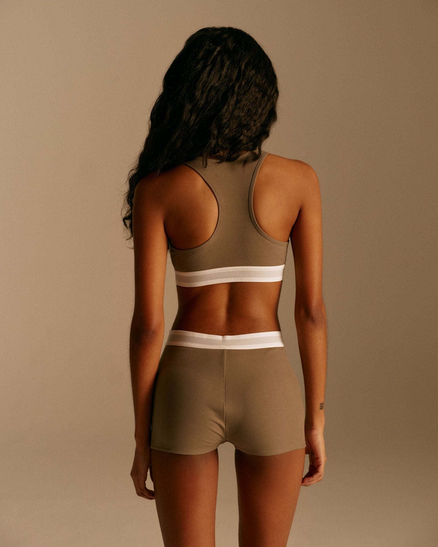 Branded Ribbed Boxer - Olive Green