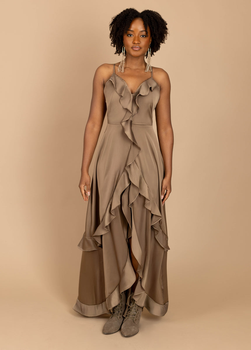 Allona Dress in Taupe