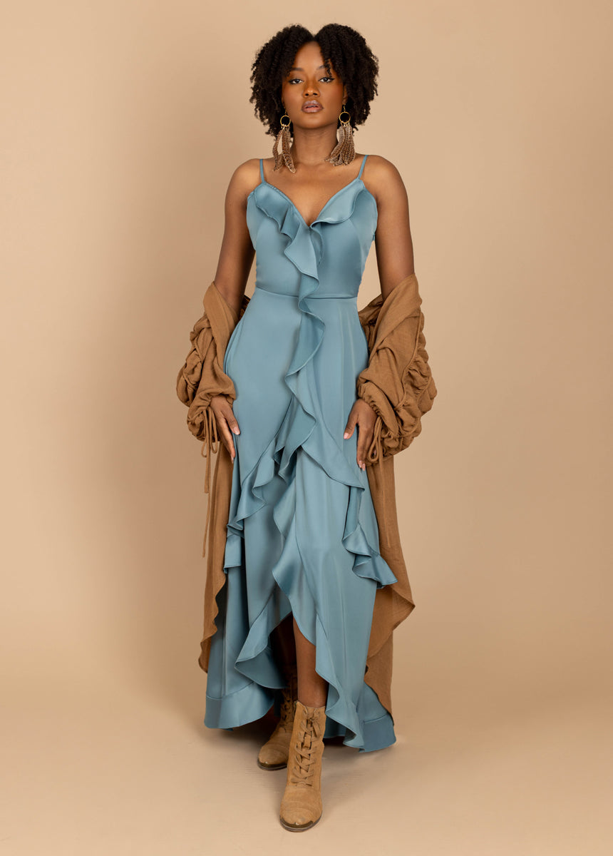 Allona Dress in Dusty Teal