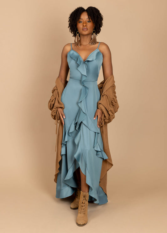 Allona Dress in Dusty Teal