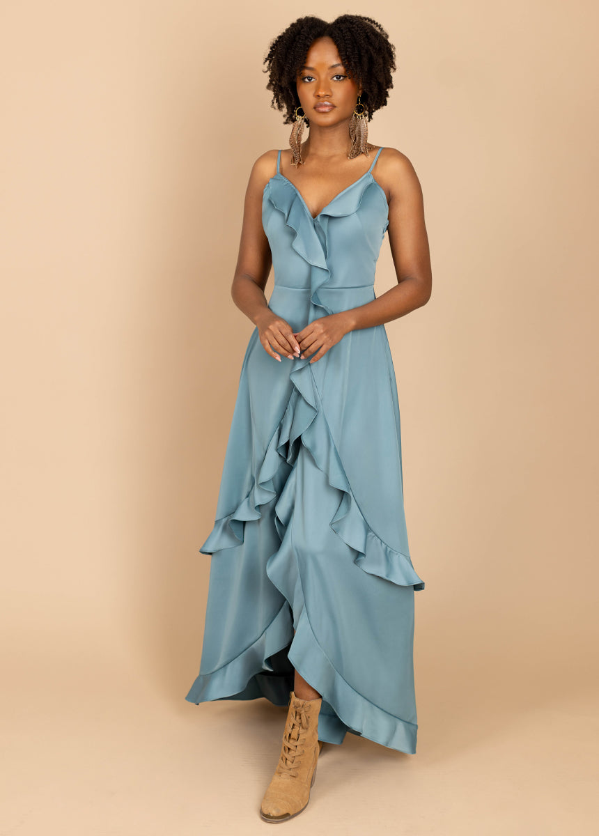 Allona Dress in Dusty Teal