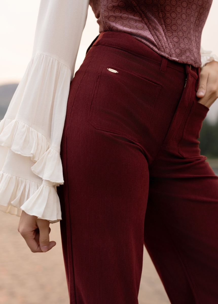 Avina Pants in Burgundy