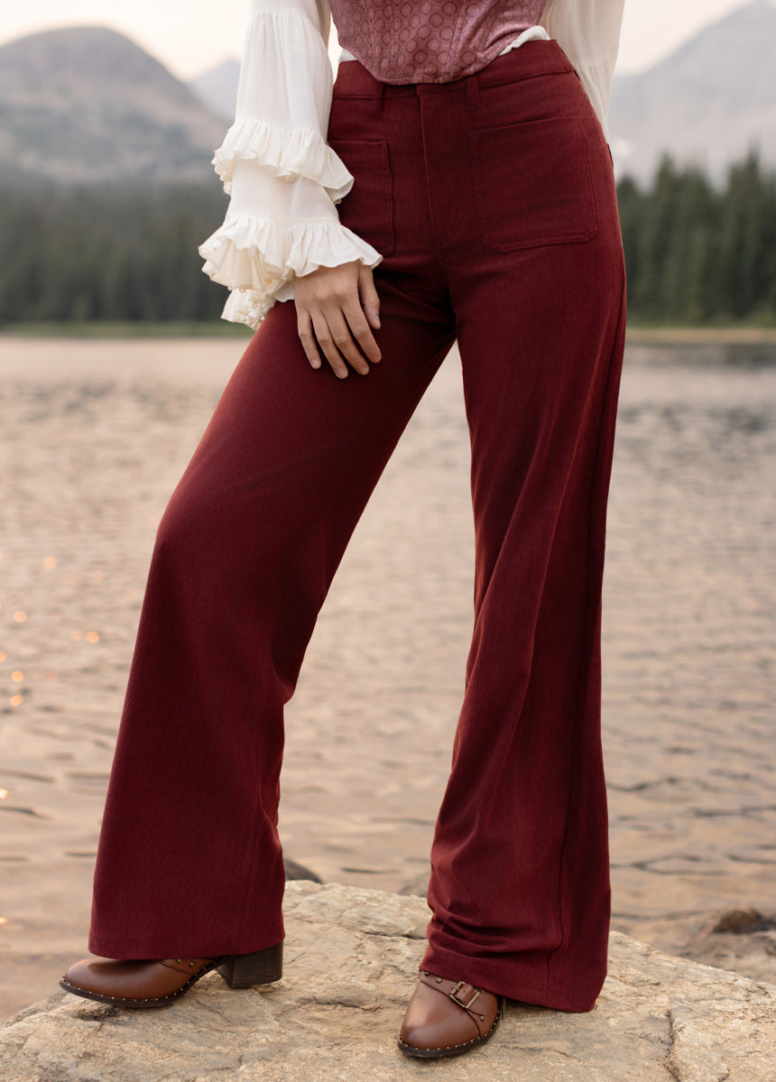 Avina Pants in Burgundy