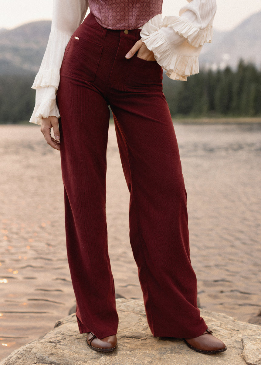 Avina Pants in Burgundy