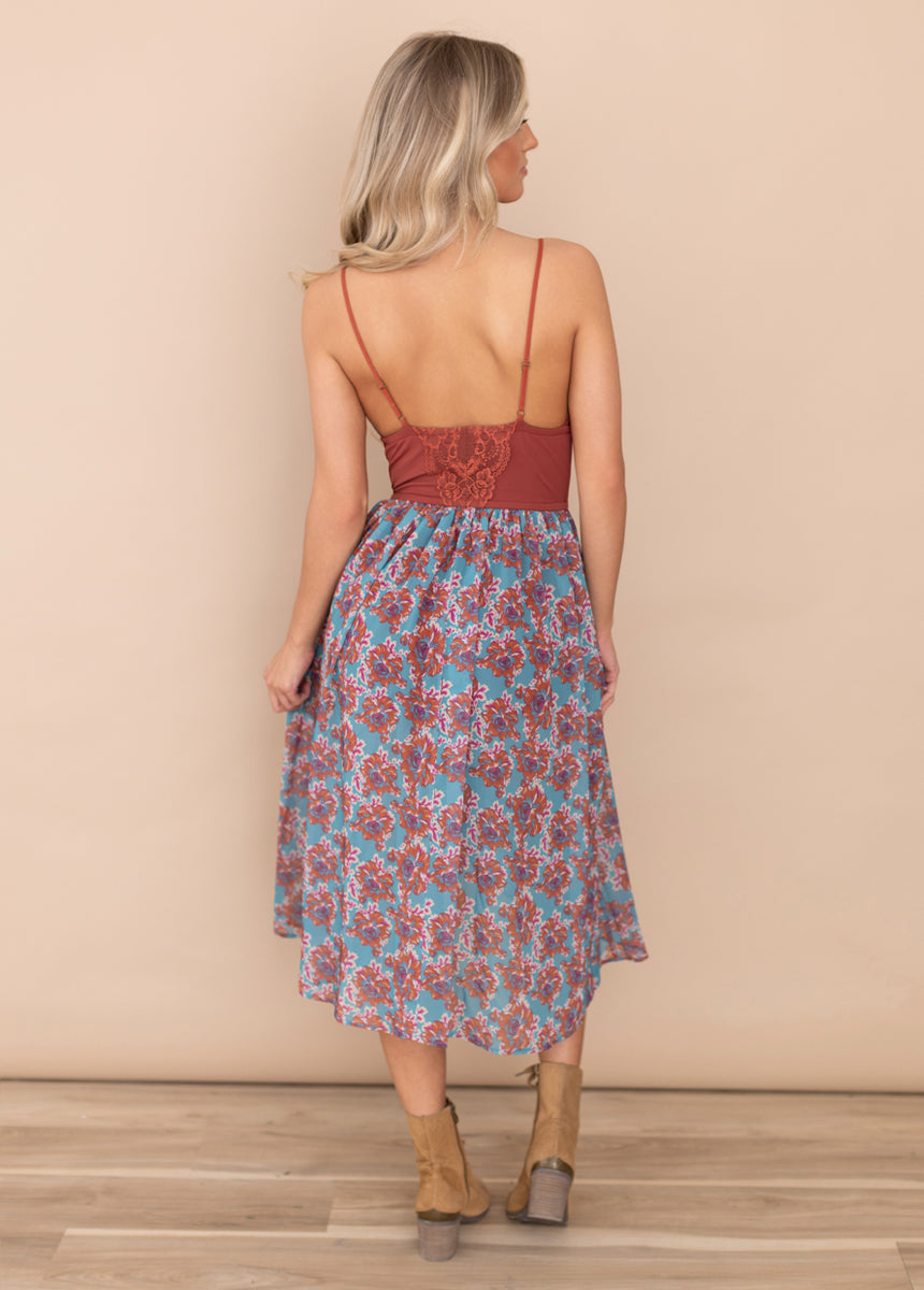 Cady Dress in Teal Floral