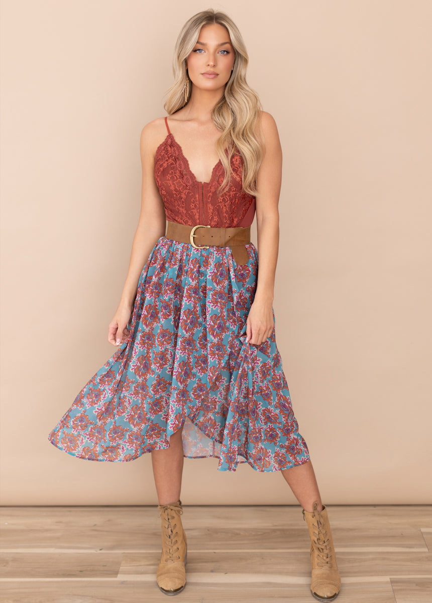 Cady Dress in Teal Floral