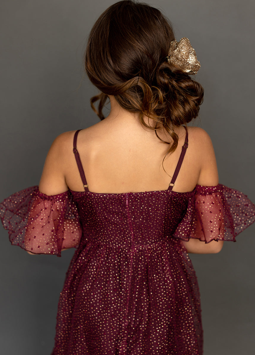 Chloe Dress in Burgundy Dot