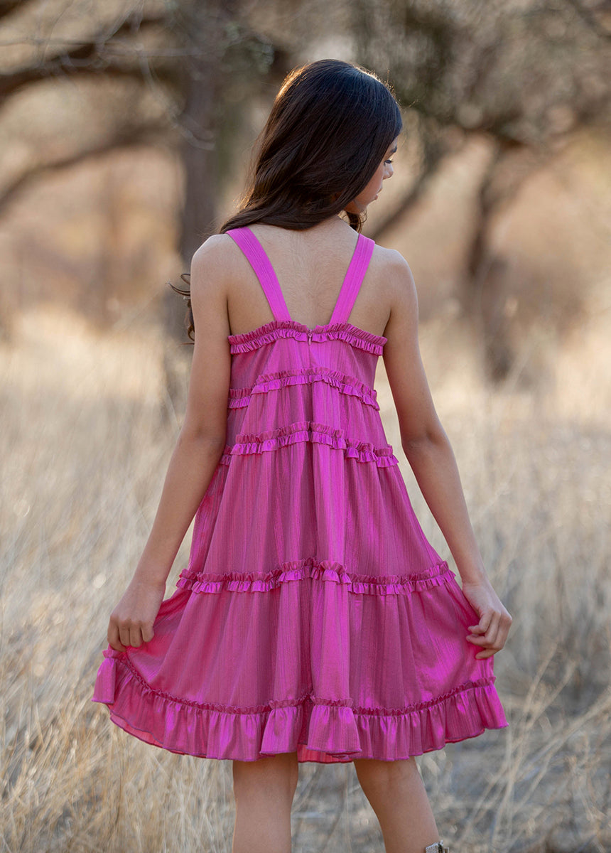 Darana Dress in Metallic Fuchsia