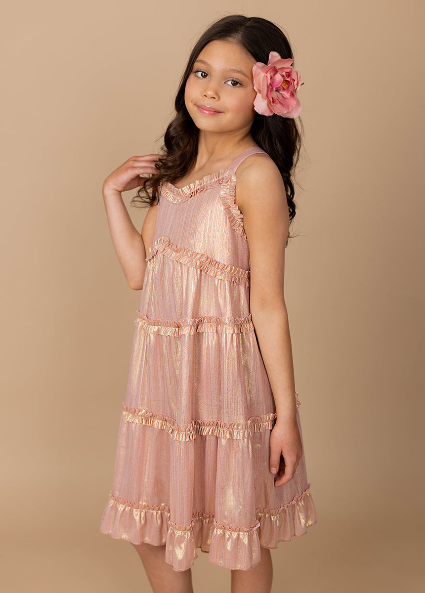 Darana Dress in Metallic Pink