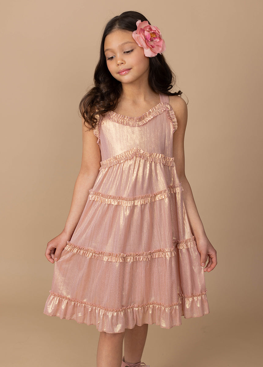Darana Dress in Metallic Pink