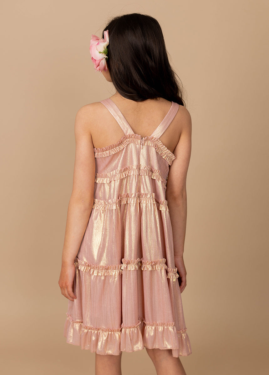 Darana Dress in Metallic Pink