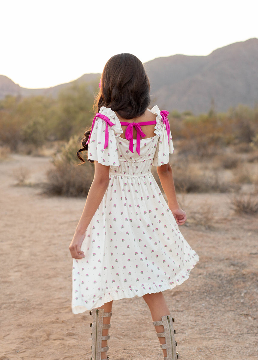 Franny Dress in Pink Floral Dot