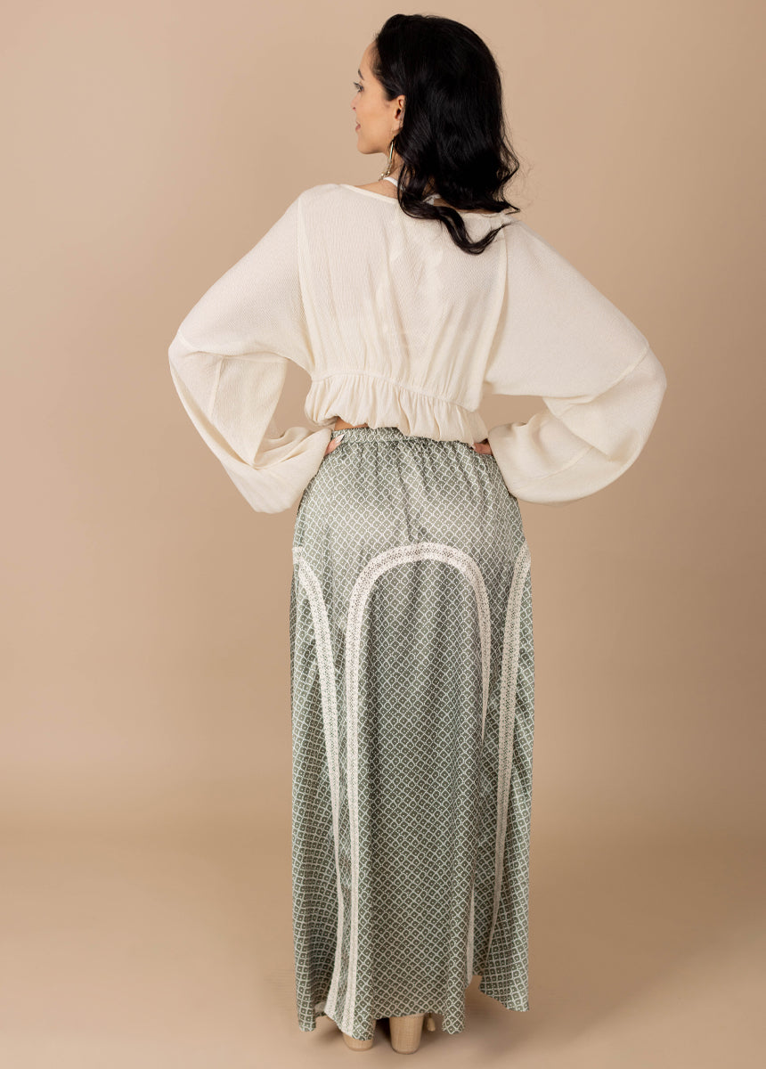 Ravina Skirt in Olive Geo