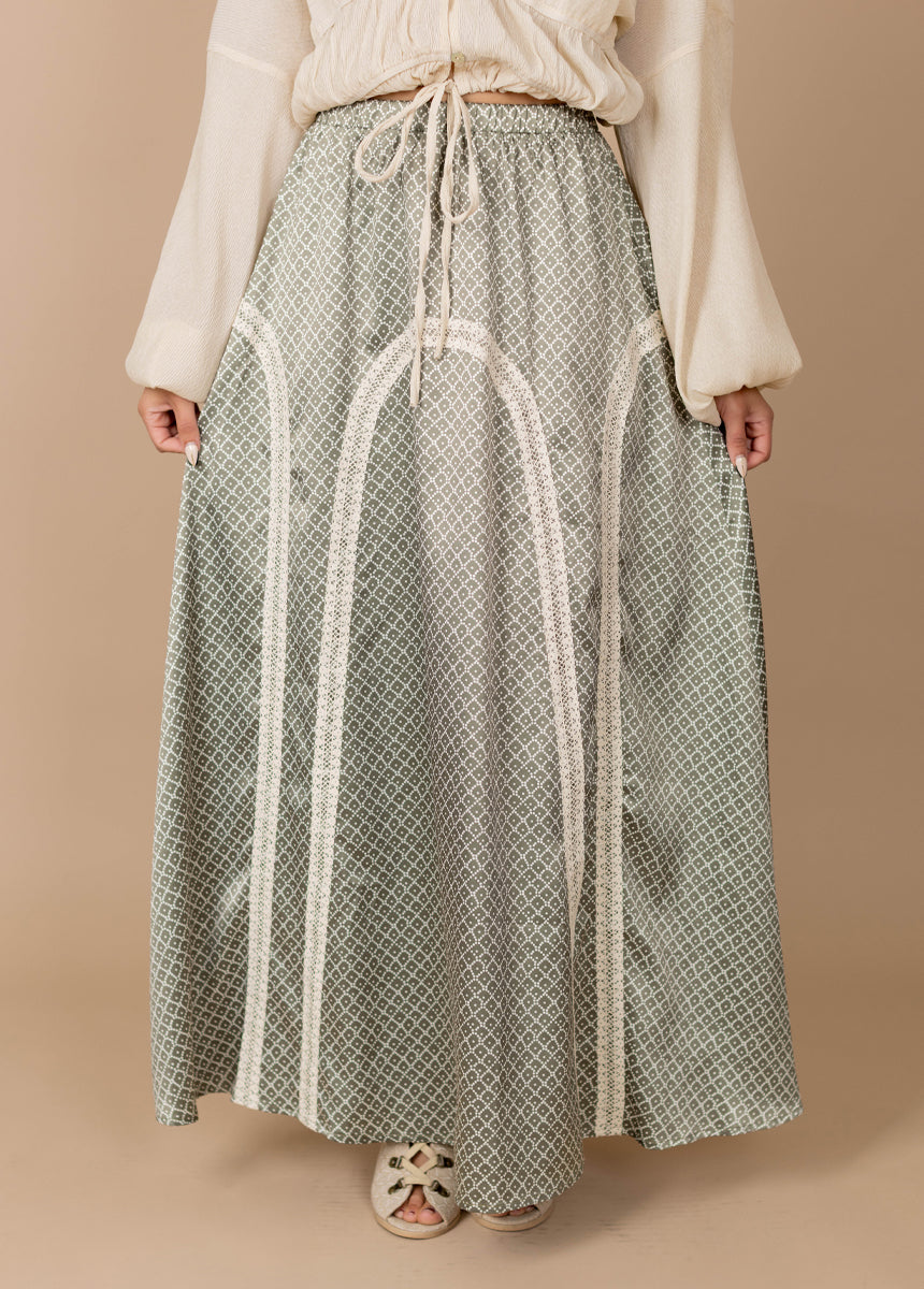Ravina Skirt in Olive Geo
