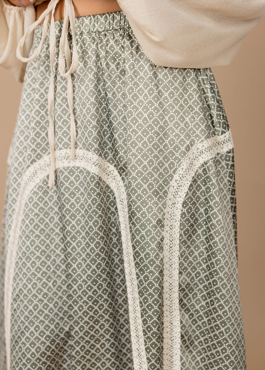 Ravina Skirt in Olive Geo