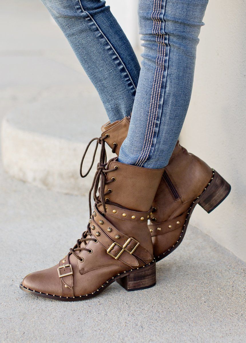 Rowan Leather Combat Boot in Brown