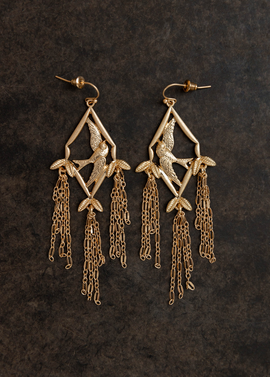 Sparrow Earrings in Sand Gold
