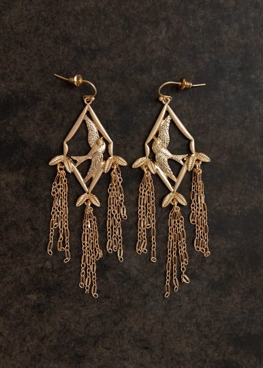 Sparrow Earrings in Sand Gold