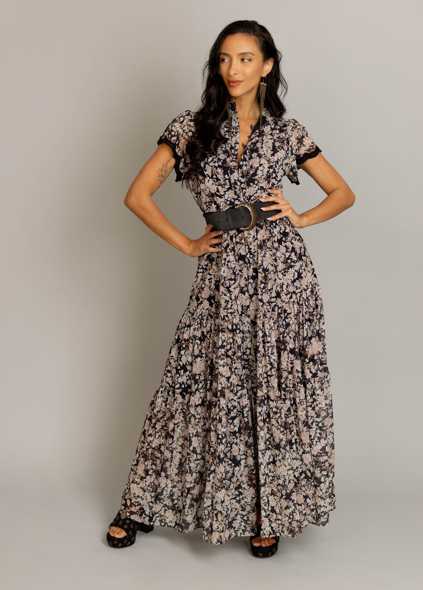 Yani Dress in Black Garden Floral