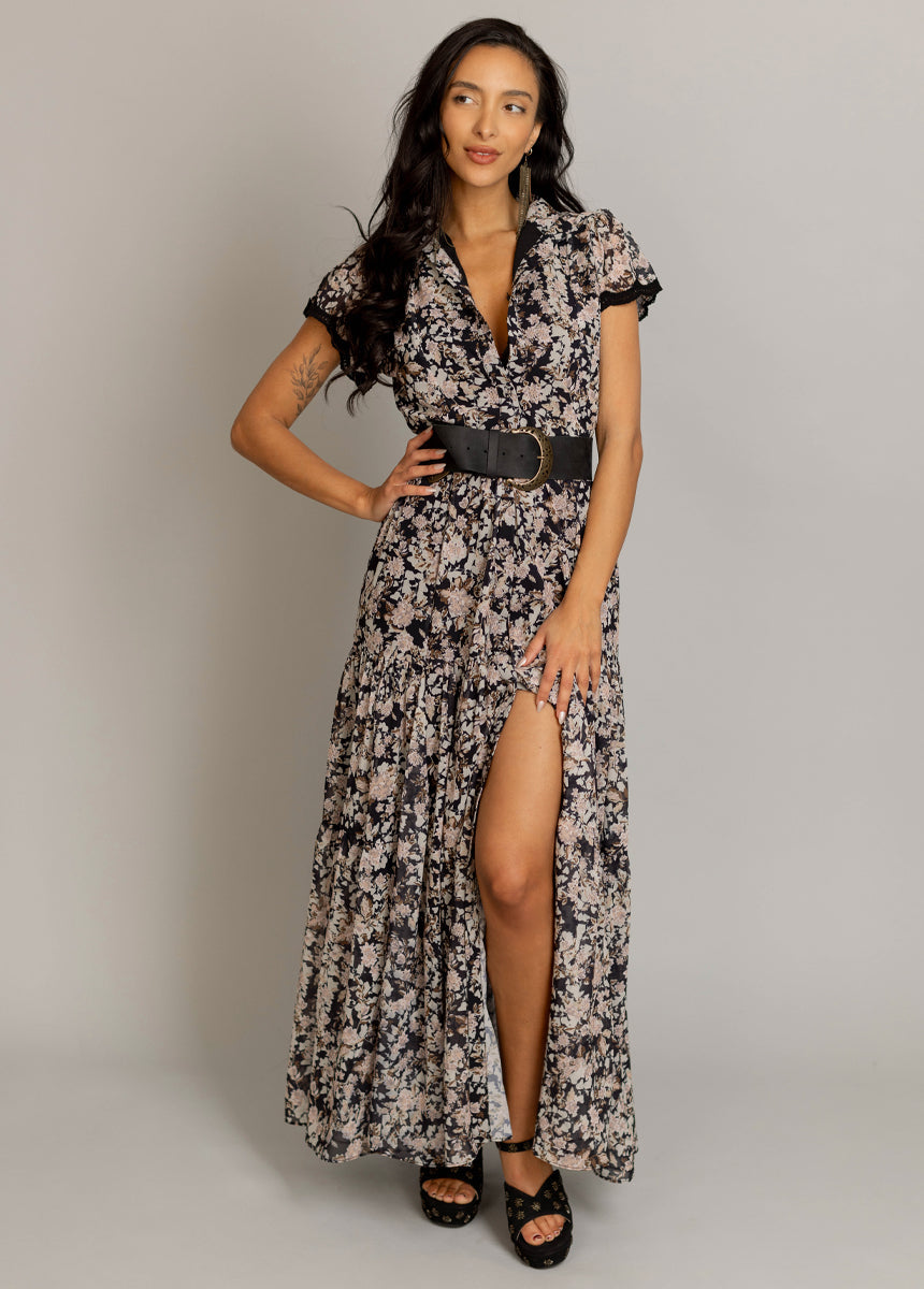 Yani Dress in Black Garden Floral