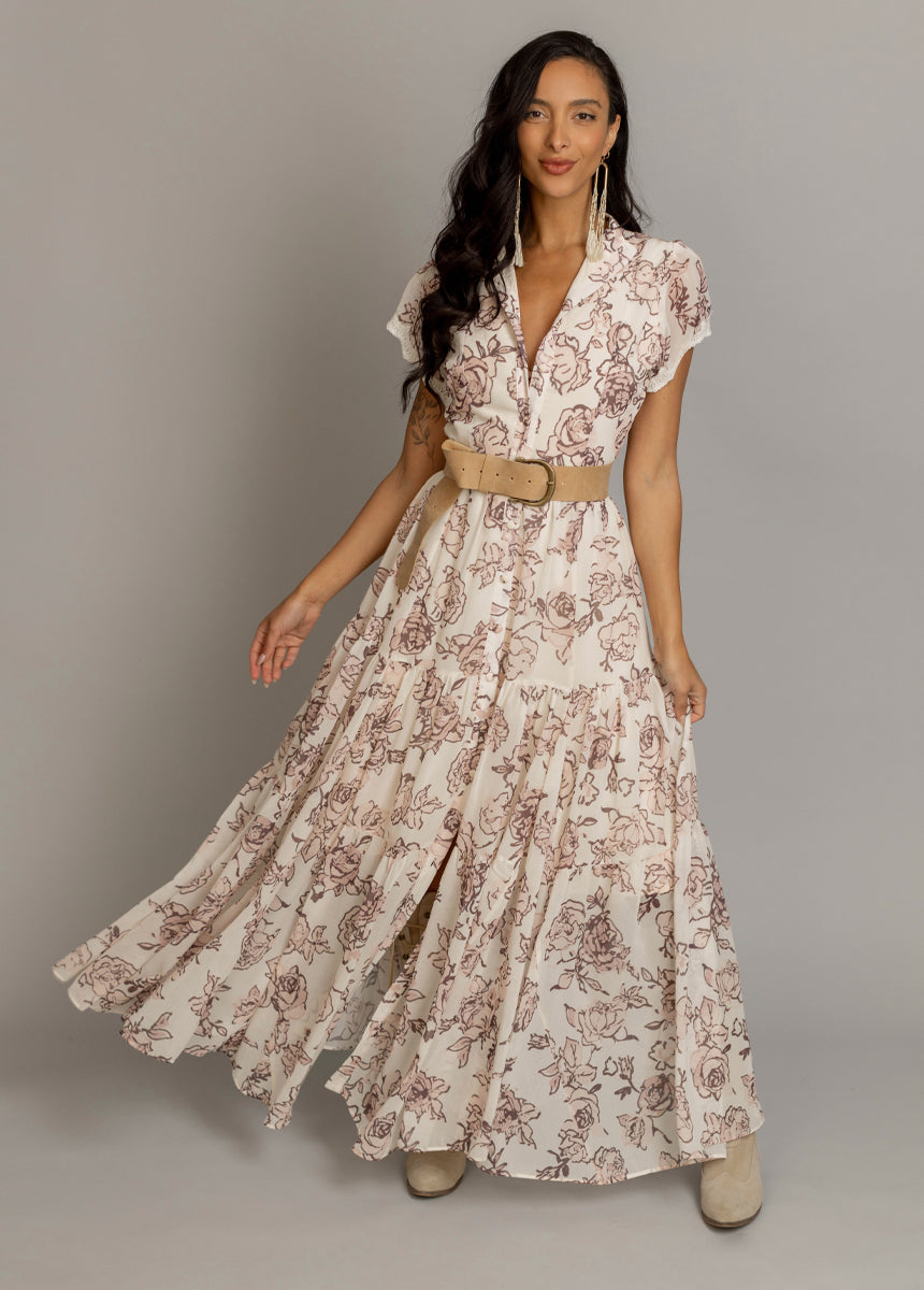 Yani Dress in Cream Boho Floral