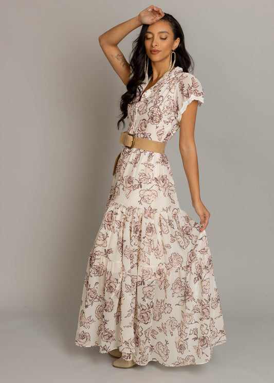 Yani Dress in Cream Boho Floral