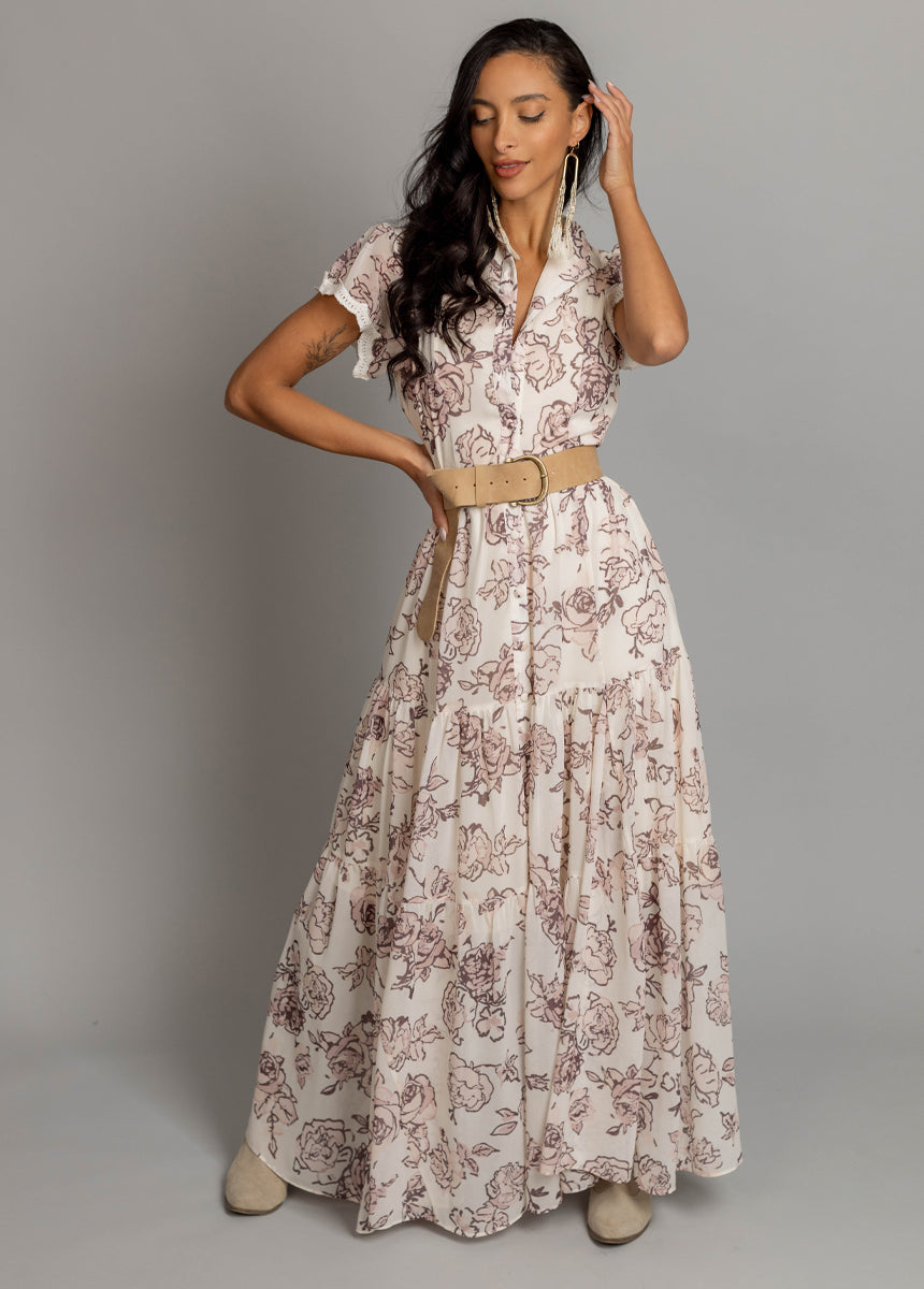 Yani Dress in Cream Boho Floral