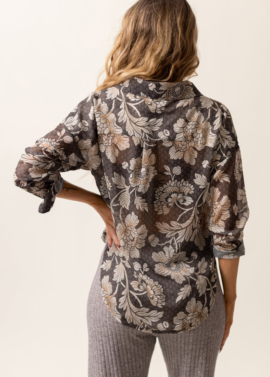 Agnes Top in Black Floral