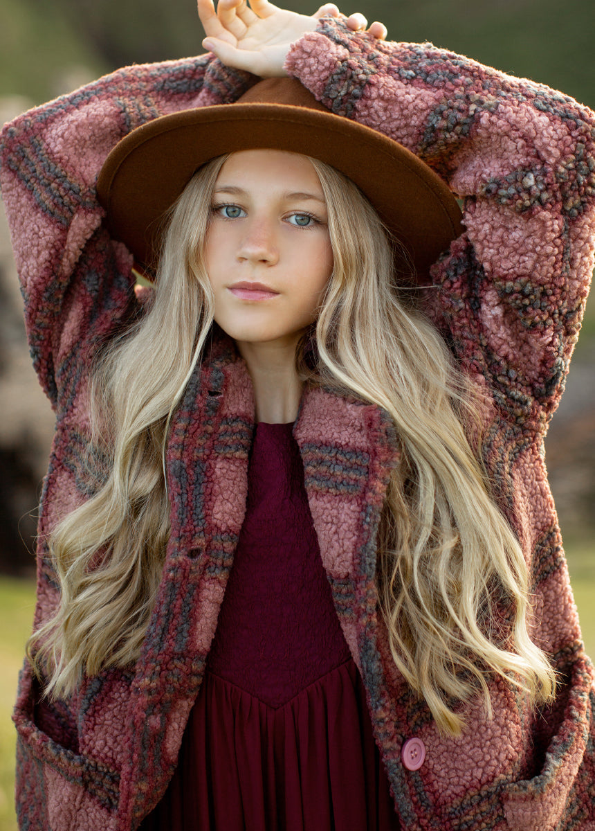 Gertrude Coat in Rose Plaid