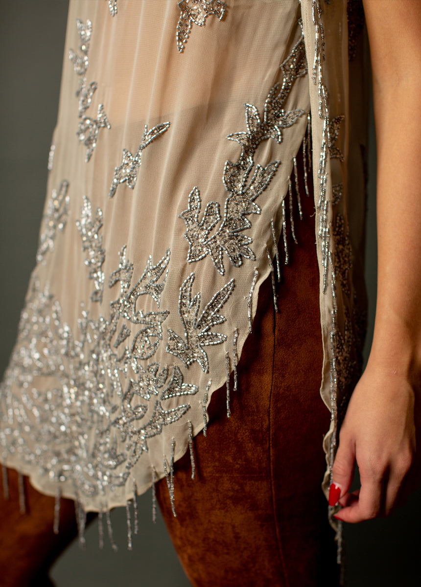 Alori Beaded Top in Silver