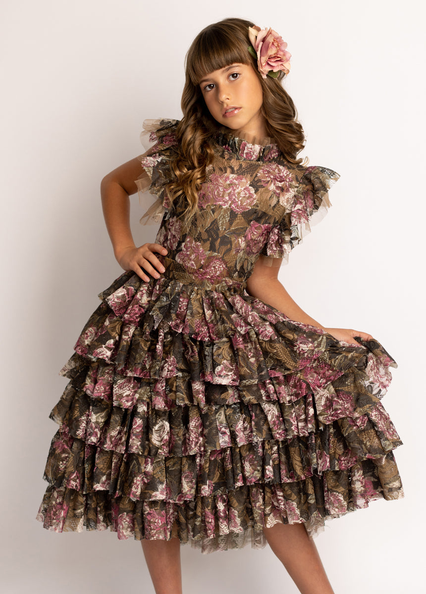 Anouk Petticoat Dress in Bistre Floral