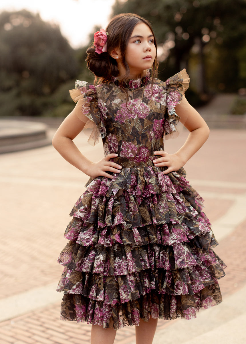 Anouk Petticoat Dress in Bistre Floral