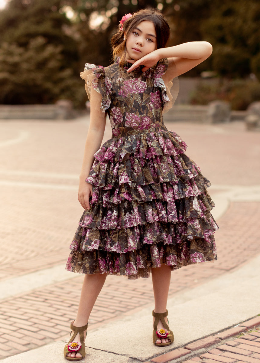 Anouk Petticoat Dress in Bistre Floral