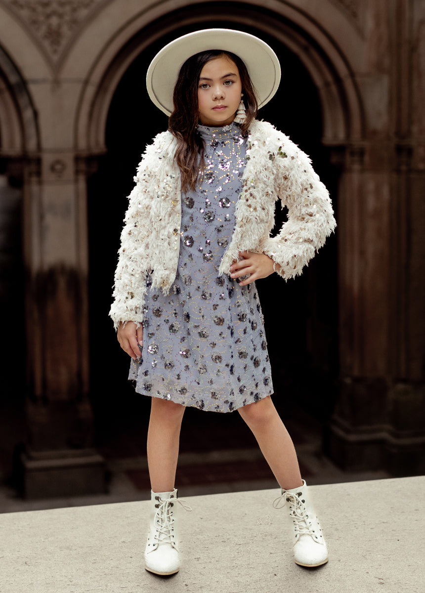 Ansel Dress in Blue Smoke