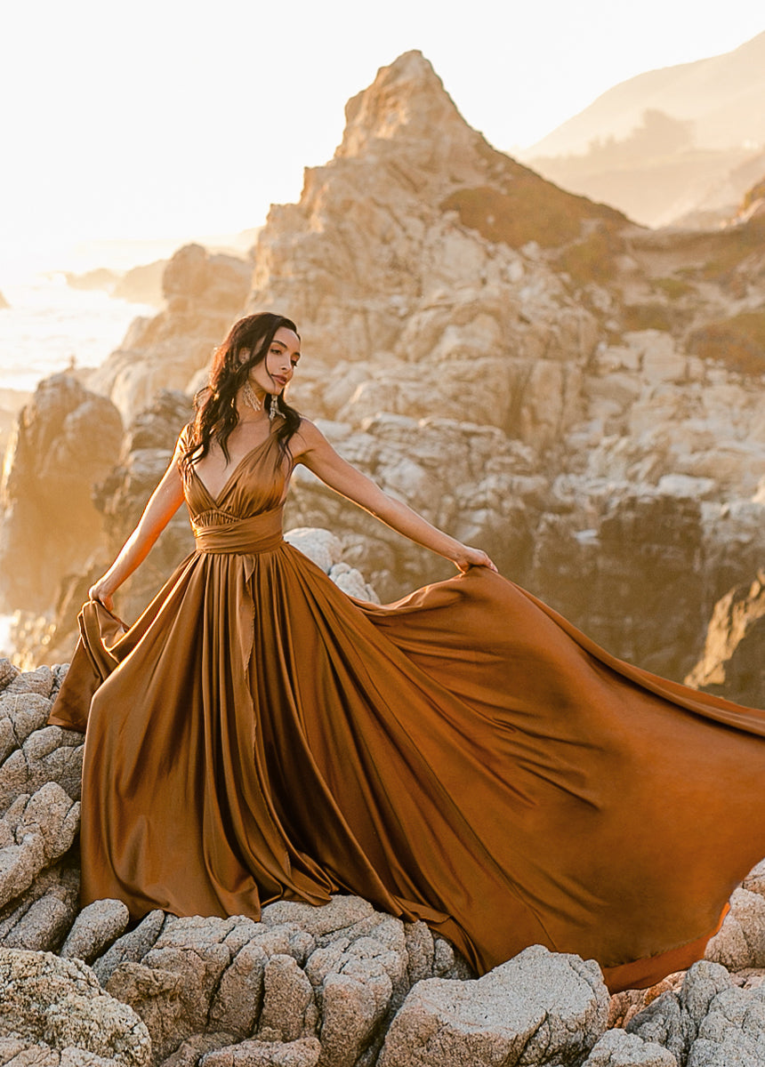 June Impact Dress in Dark Honey