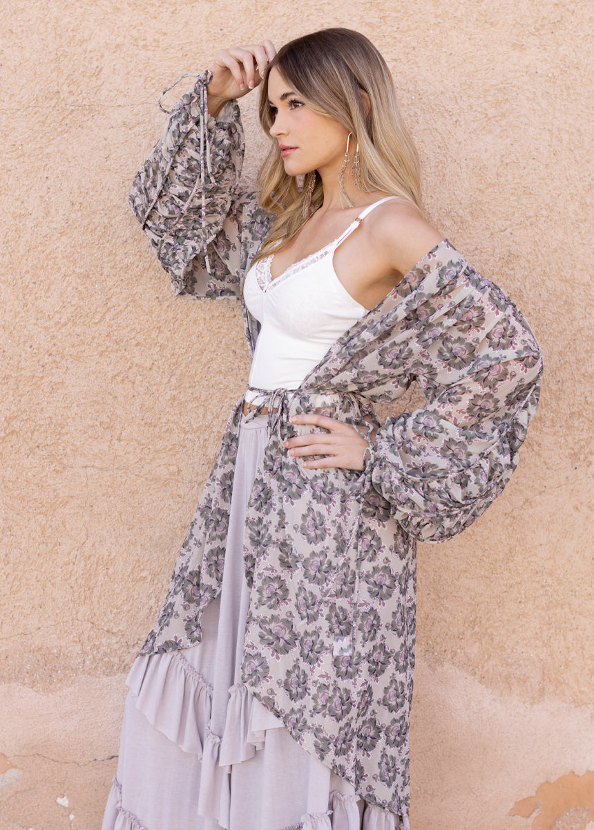 Brandy Duster in Taupe Floral